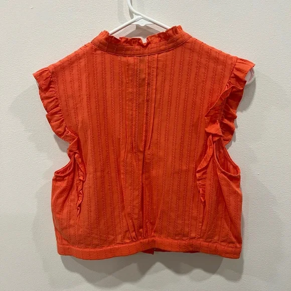 SALE 🌟 Tracy Reese Orange Ruffle Crop Top Women’s Size Medium - Picture 4 of 5
